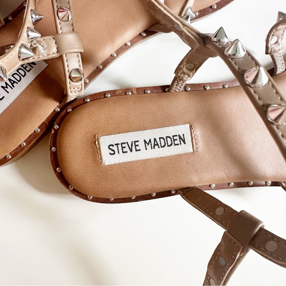 Steve Madden Transport Studded Strappy Gladiator Sandal Tan 10 - Picture 4 of 9